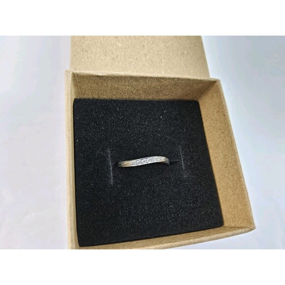 4C Platinum 950 Pt950 Diamond Wave Band Wedding Ring Size 4.75 - Picture 8 of 9